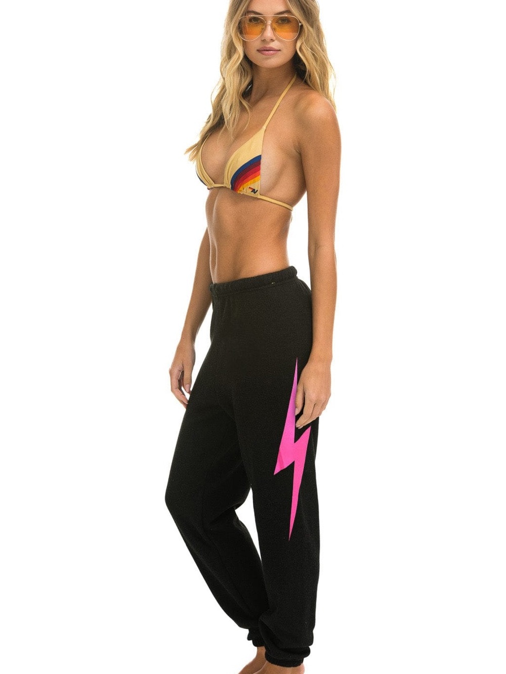 Aviator Nation Charcoal Hot Pink Bolt Sweats Size Small